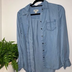 Style & co long sleeve denim button up shirt size med